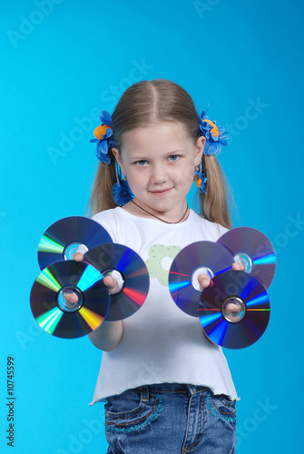 The girl holds CD