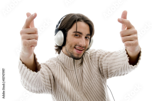 handsome model listening music handsome model listening music