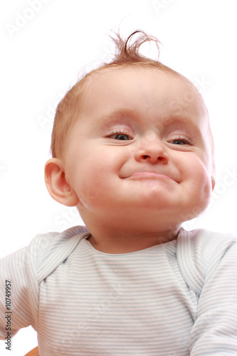 Foto: funny baby girl isolated on white background funny baby girl isolated on white background