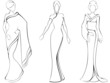 Sketch of women in traditional asian dresses