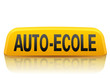 Enseigne d'auto-école jaune et noire (reflet) Enseigne d'auto-école jaune et noire (reflet)