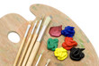 painting brushes and palette on white background painting brushes and palette on white background