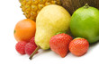 fresh fruits on white background