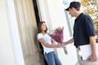 Pretty Woman Receiving Flowers