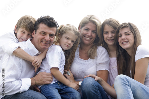 Photo: Portrait of Family, mom and dad with their four children Portrait of Family, mom and dad with their four children