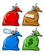 set of colour sacks with blank labels set of colour sacks with blank labels