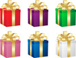 Set of six gift boxes. Vector.