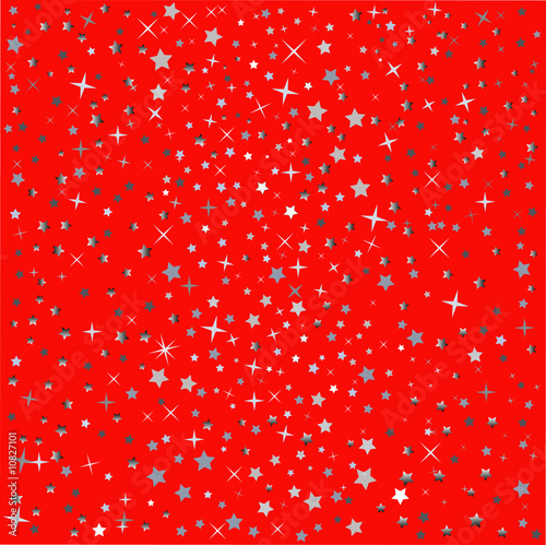 Bright Wall Paper on Bright Red Background With Silver Stars    Olga Drozdova  10827101