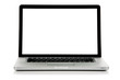 New laptop with white screen front view.