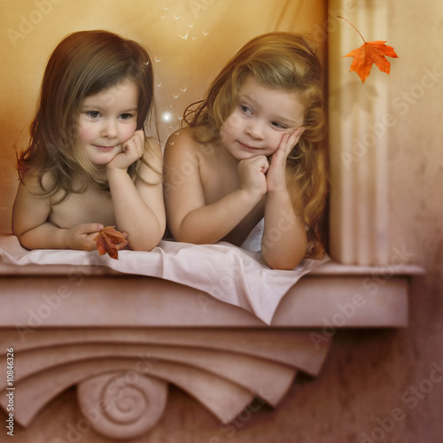 Two angels on the window Two angels on the window