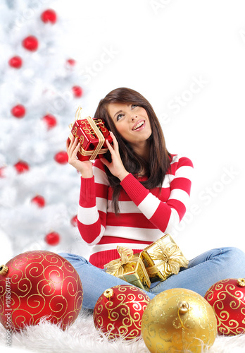 Photo: woman and christmas gift woman and christmas gift