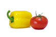 Yellow sweet pepper and red tomato Yellow sweet pepper and red tomato