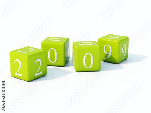 2009 New Year bricks isolated on white