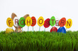reihe ostereier text frohe ostern