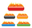 glossy banners in fire