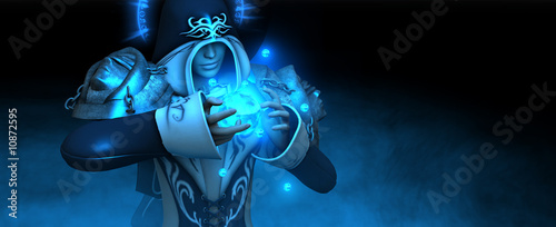 Illustration: female mage casting spell female mage casting spell