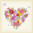 floral heart with butterflies - perfect for Valentine's Day