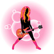 woman with an stylized acustic gitar