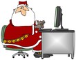Santa Sitting At A Computer Santa Sitting At A Computer