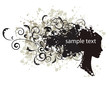 Floral hairstyle, woman face silhouette for your design