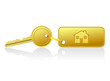 gold house key with house key ring - vector