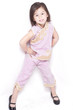 Eurasian little girl in pink cheongsam