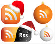 RSS web icons with christmas and new year decoration