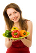 beautiful happy woman with peppers beautiful happy woman with peppers