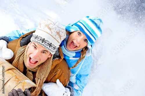 Photo: Sledging couple Sledging couple