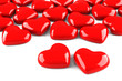 many red hearts isolated on white background