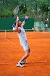 One man play tennis outdoors One man play tennis outdoors