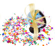 Globe and confetti on white