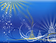 Blue Christmas background with christmas tree