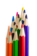 A vertical bunch of bright color pencils