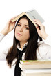 unhappy student doing homework