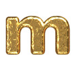 Illustration: Golden font. Letter 'm'.Lower case. Golden font. Letter 'm'.Lower case.