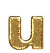 Illustration: Golden font. Letter 'u'.Lower case. Golden font. Letter 'u'.Lower case.