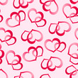 Two pink hearts on rose background. Vector seamless illustration Two pink hearts on rose background. Vector seamless illustration