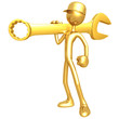 Mechanic Holding A Giant Wrench