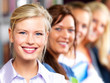 Education - Line of students smiling happily