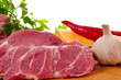 Fresh raw pork on board