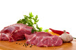 Fresh raw pork on board