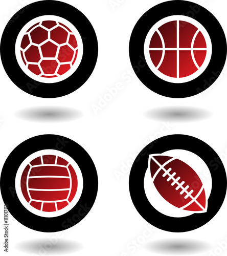 Sports balls icons isolated on a white background Sports balls icons isolated on a white background