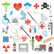medical icon and warning sign vector set