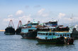 Blue fishing boats at Cheung Chau - Hong Kong Blue fishing boats at Cheung Chau - Hong Kong