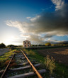 old railway and station abandoned to sunset old railway and station abandoned to sunset