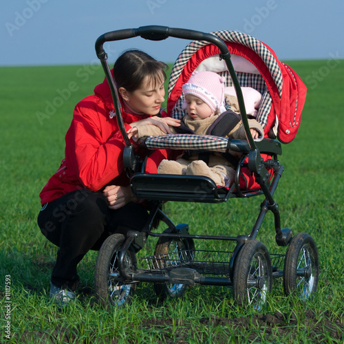 Woman with baby buggy