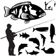 fisher and fish silhouette vector fisher and fish silhouette vector