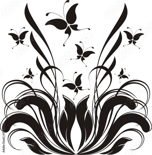 tattoo de mariposas. adorno de mariposas y plantas