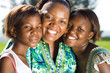 happy african mother and daughters
